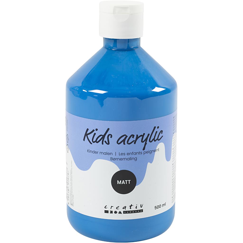 School acrylverf mat, matt, primair blauw, 500 ml/ 1 fles