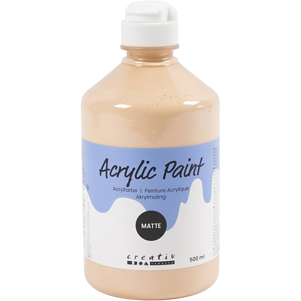 School acrylverf mat, matt, licht beige, 500 ml/ 1 fles