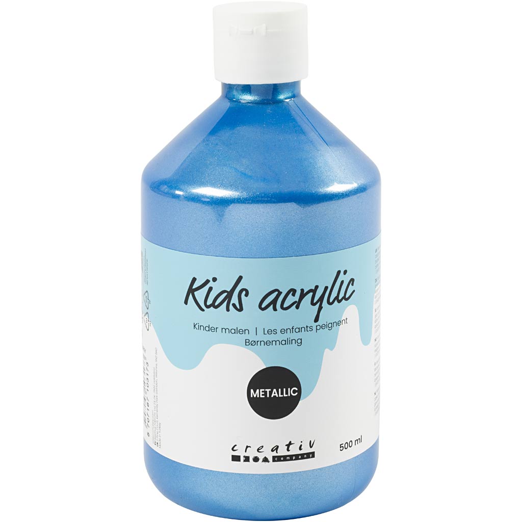 School acrylverf metallic, metallic, blauw, 500 ml/ 1 fles