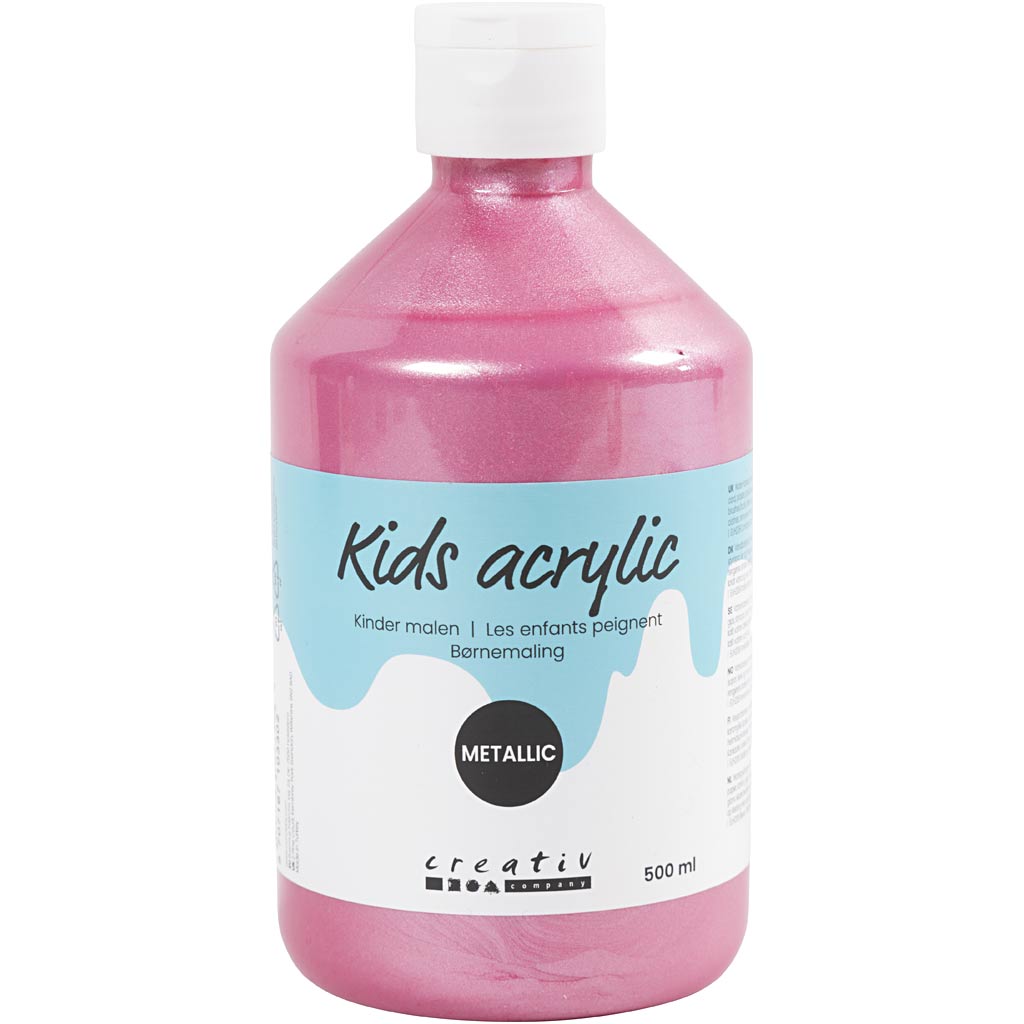 School acrylverf metallic, metallic, lichtrood, 500 ml/ 1 fles