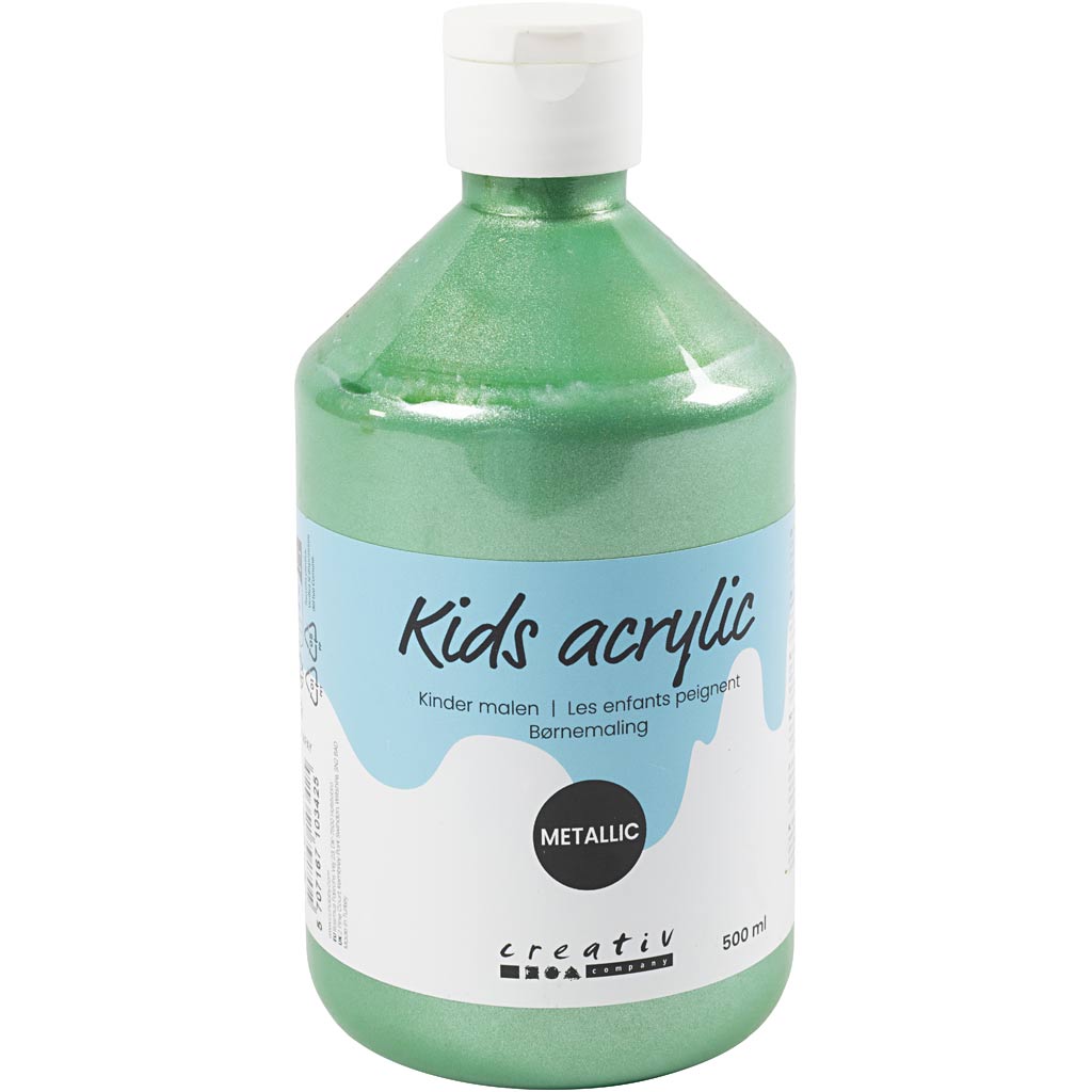 School acrylverf metallic, metallic, lichtgroen, 500 ml/ 1 fles