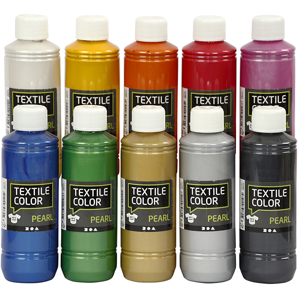 Textile Color, parelmoer, diverse kleuren, 10x250 ml/ 1 doos