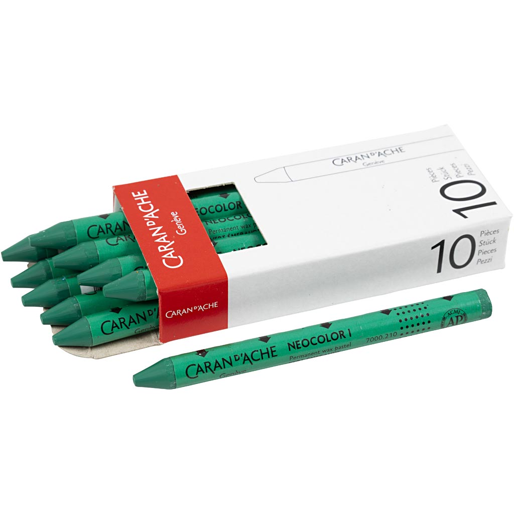 Neocolor I, L: 10 cm, dikte 8 mm, emerald green (210), 10 stuk/ 1 doos