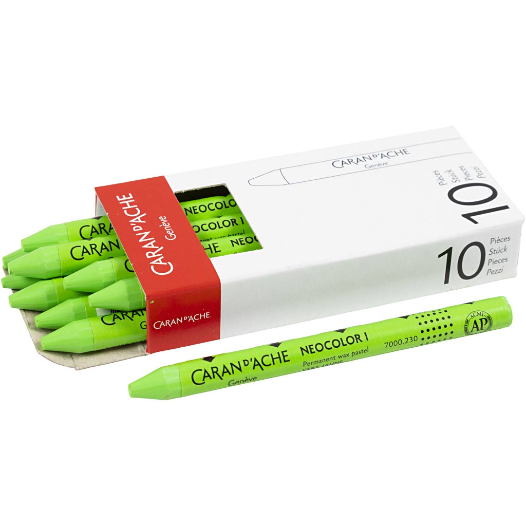 Neocolor I, L: 10 cm, dikte 8 mm, yellow green (230), 10 stuk/ 1 doos