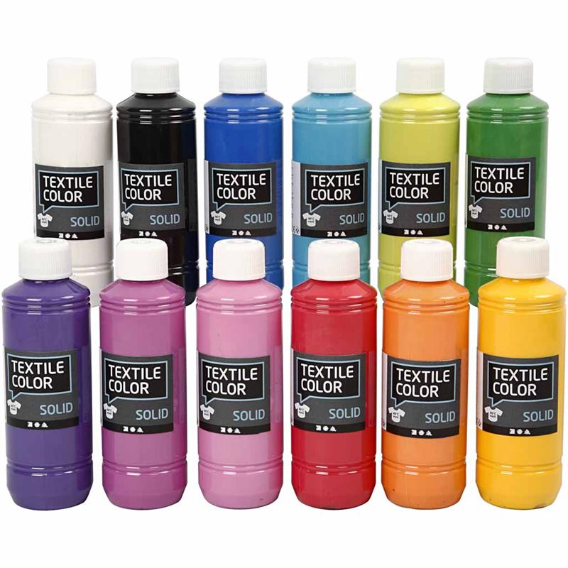 Textile Color, dekkend, diverse kleuren, 12x250 ml/ 1 doos