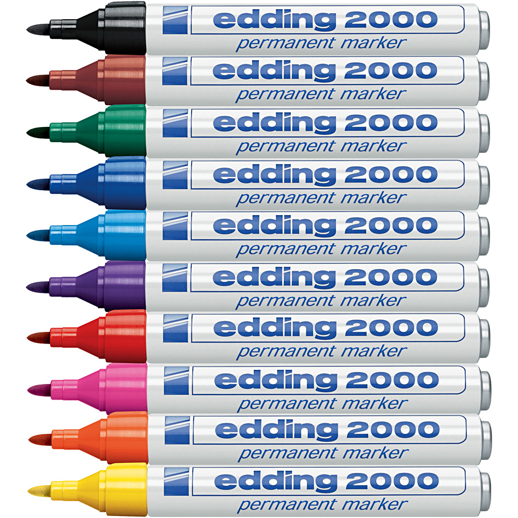 Edding Markers, afm 2000, lijndikte 1,5-3 mm, diverse kleuren, 10 stuk/ 1 doos