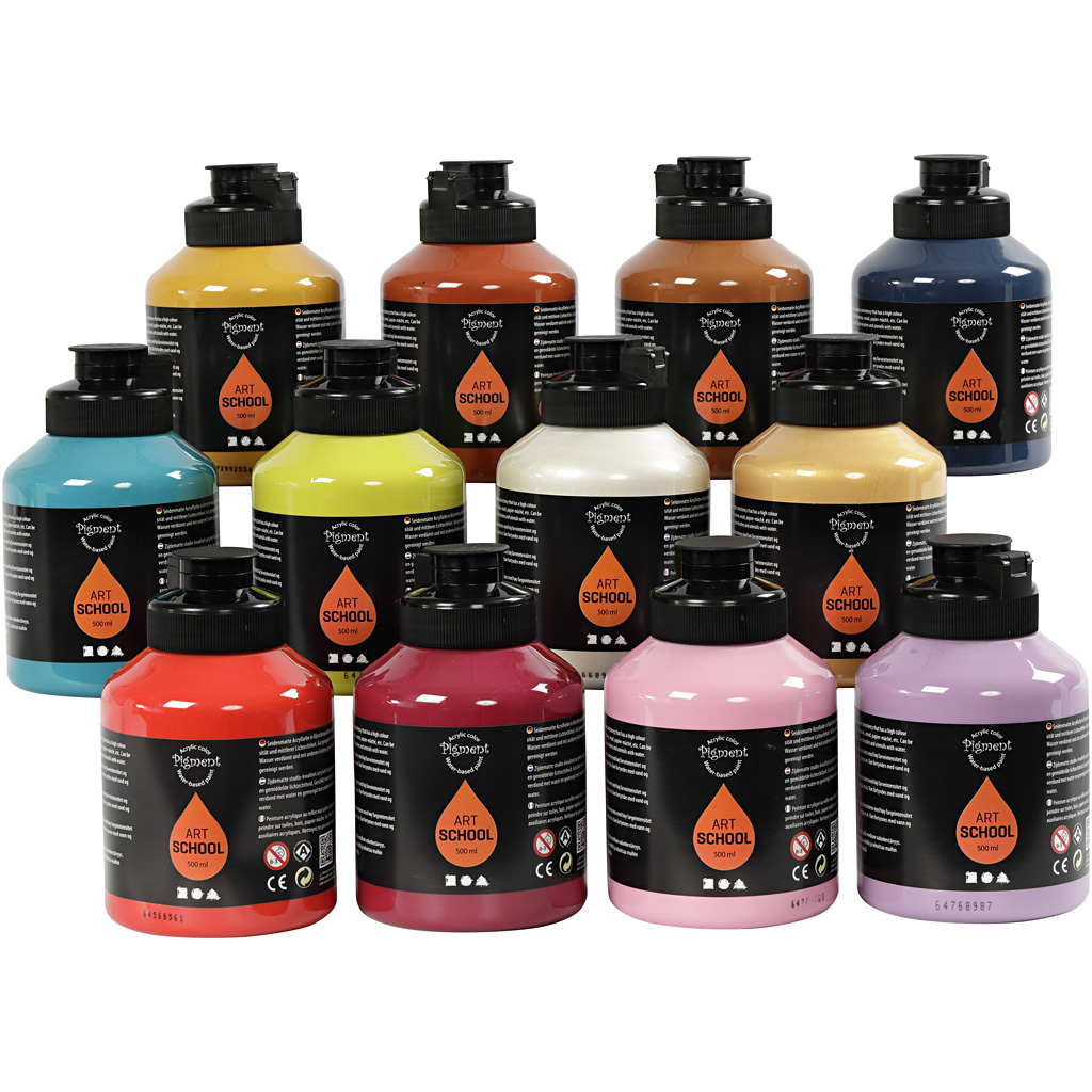 Pigment Art School, extra kleuren, 12x500 ml