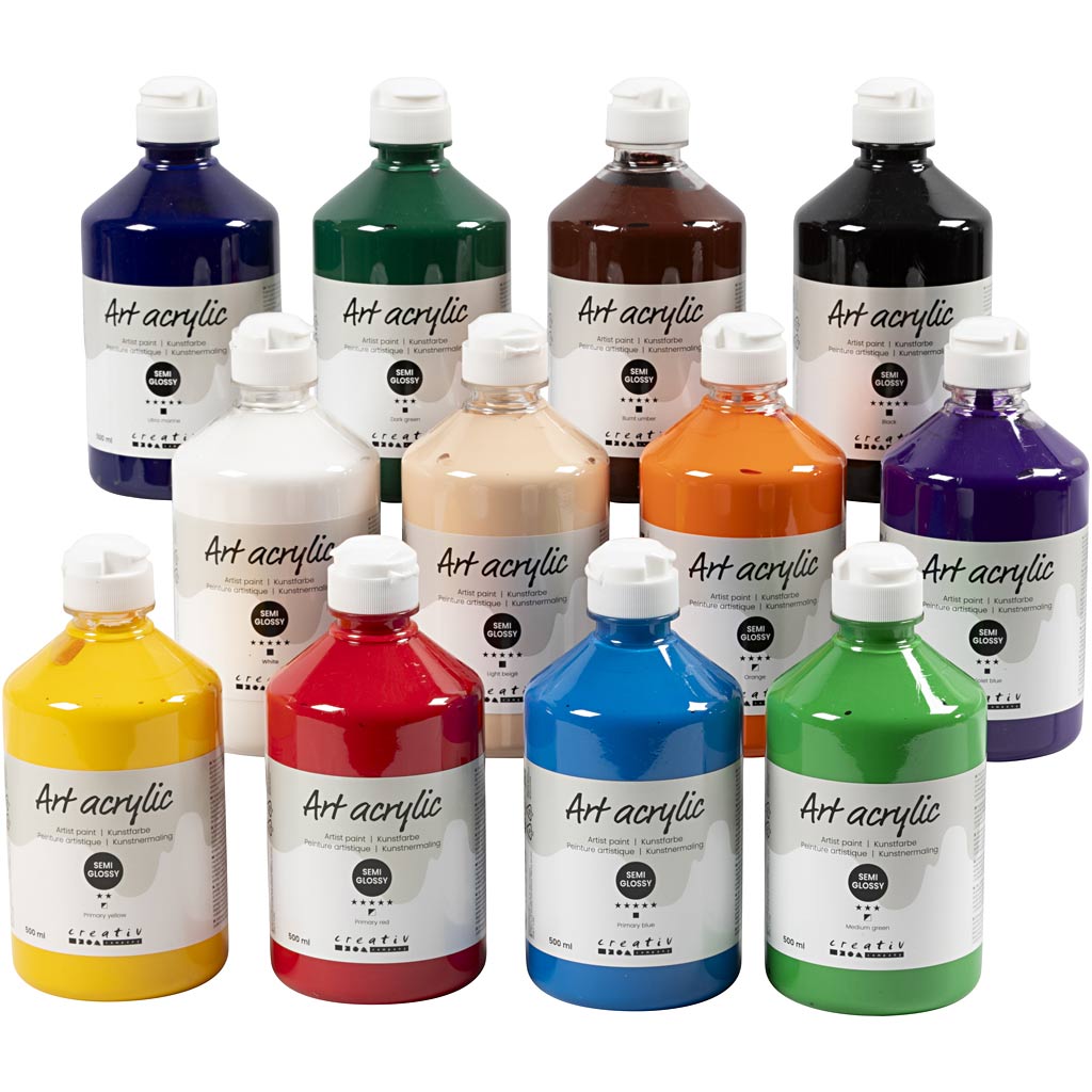 Pigment Art School, standaardkleuren, 12x500 ml/ 1 karton