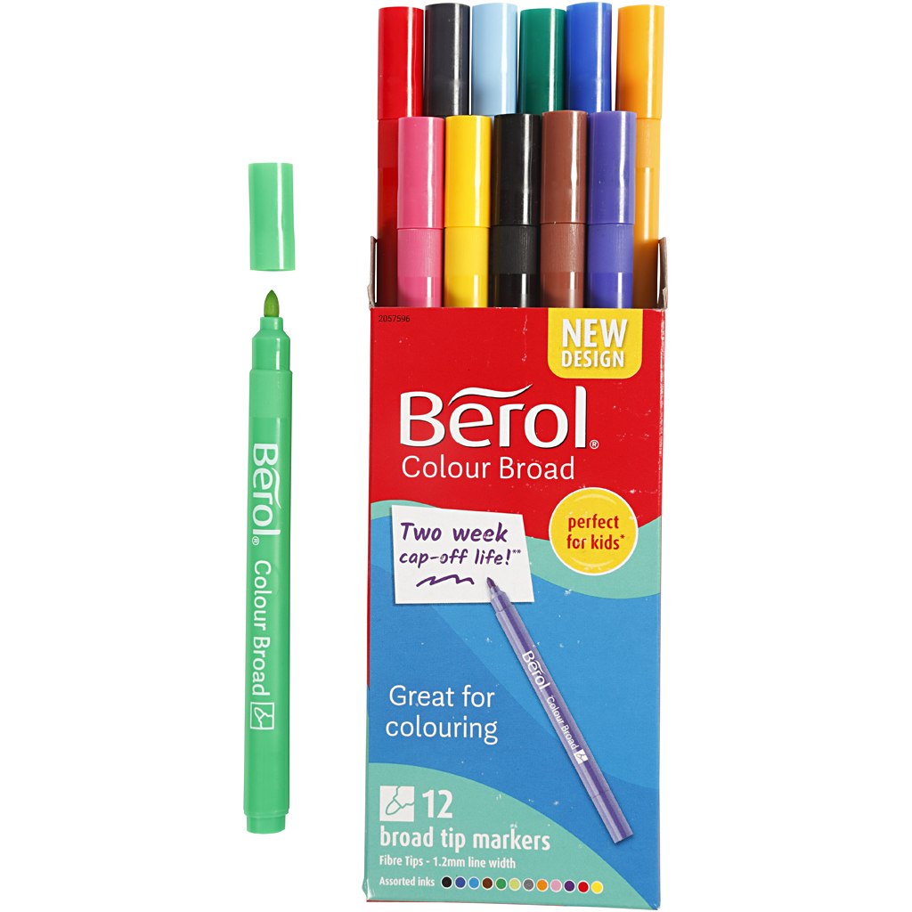 Berol stift, d 10 mm, lijndikte 1-1,7 mm, diverse kleuren, 12 stuk/ 1 doos