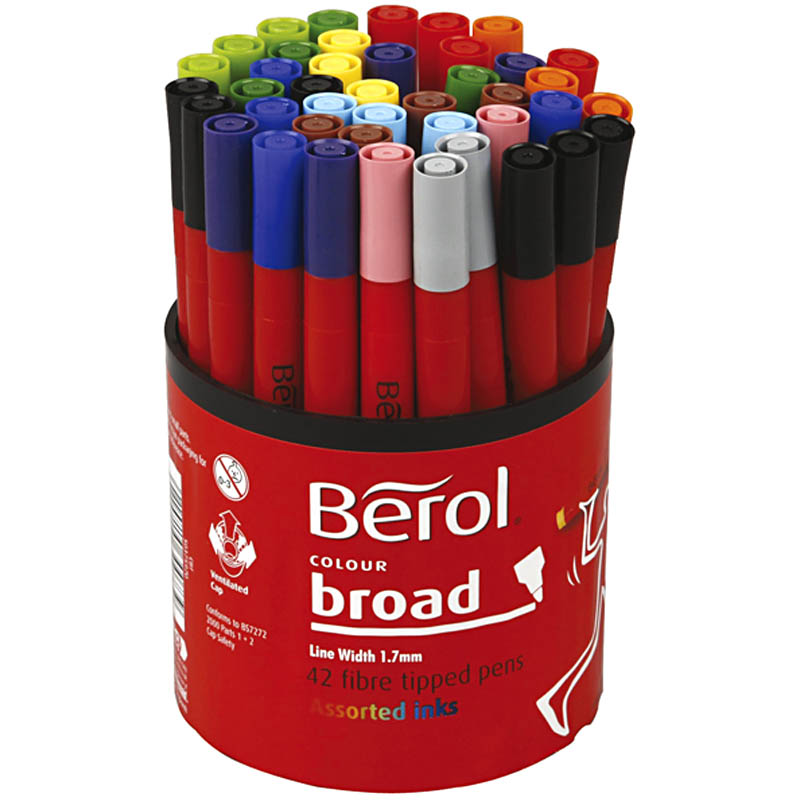 Berol stift, d 10 mm, lijndikte 1-1,7 mm, diverse kleuren, 42 stuk/ 1 Doosje
