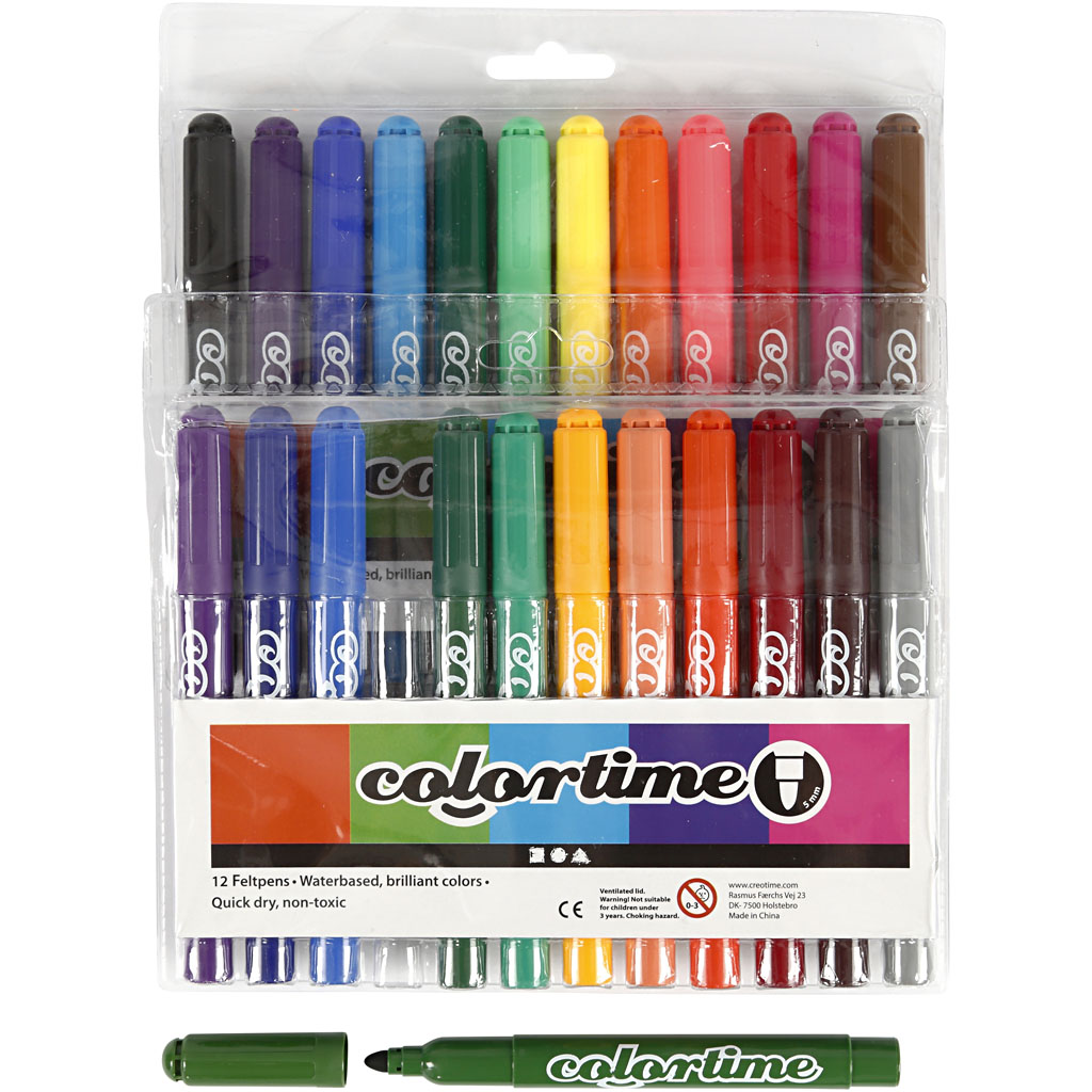 Colortime stift, lijndikte 5 mm, diverse kleuren, 24 stuk/ 1 doos