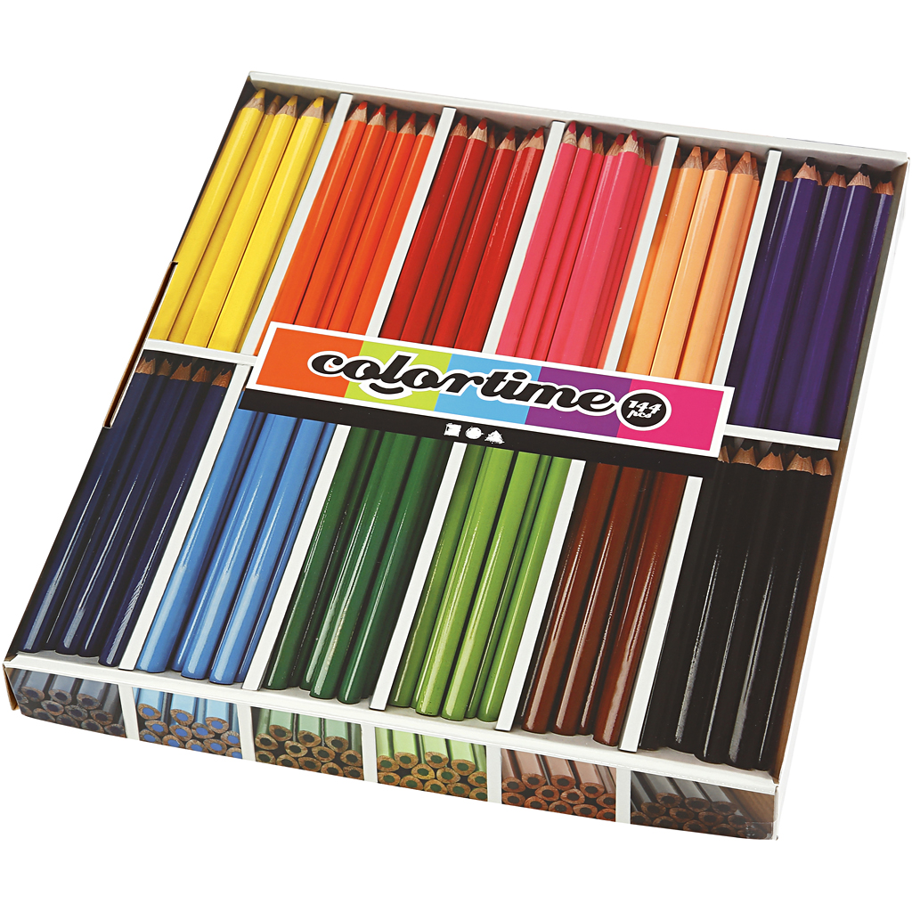 Colortime kleurpotloden, vulling: 5 mm, kleuren assorti, Jumbo, 144 assorti