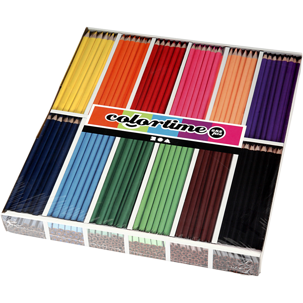 Colortime kleurpotloden, vulling: 3 mm, kleuren assorti, basis, 288 assorti