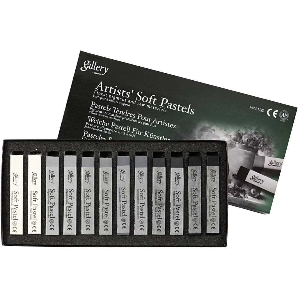 Creativ Company Https://www.cchobby.nl/gallery-soft-pastel-set-l-6-5-cm-dikte-10-mm-zwart-wit-harmonie-12-stuk-1-doos afbeelding