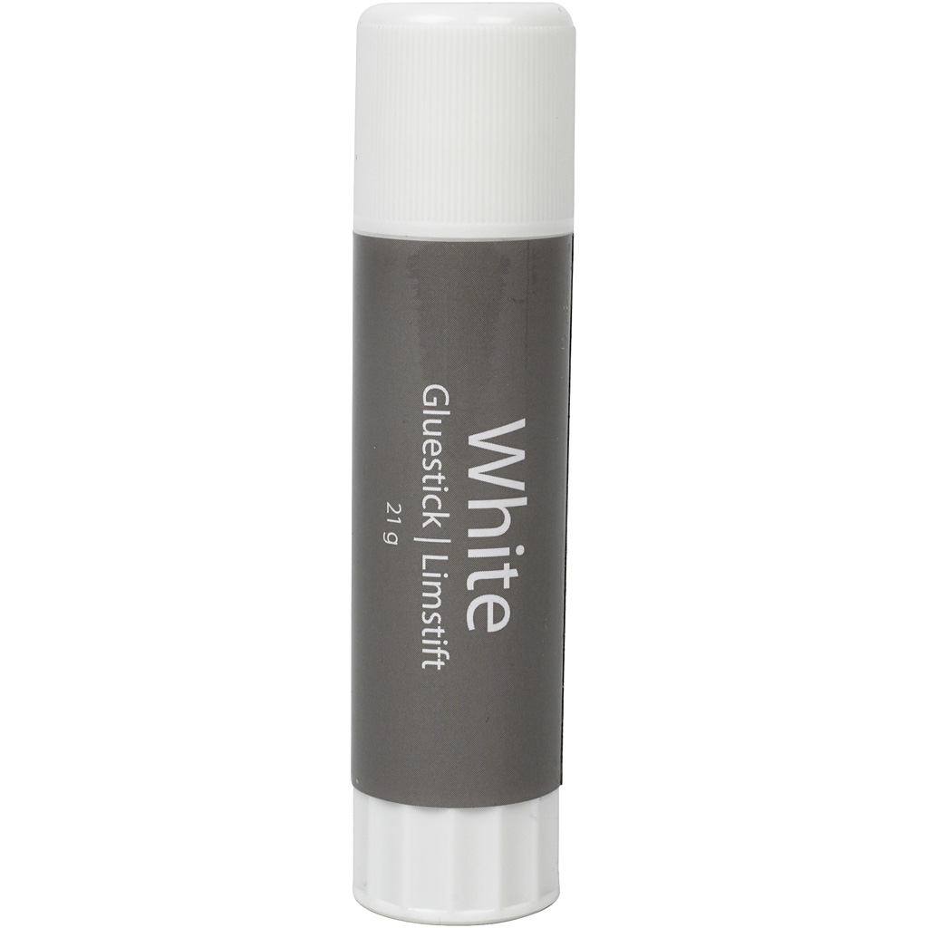 Witte lijmstift, rond, 1 stuk, 21 gr