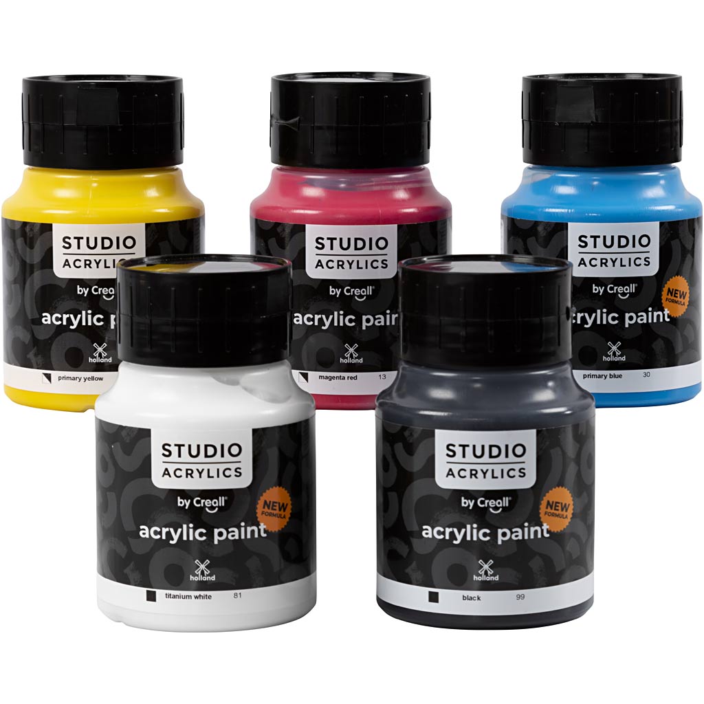 Creall Studio acrylverf, diverse kleuren, 5x500 ml/ 1 doos