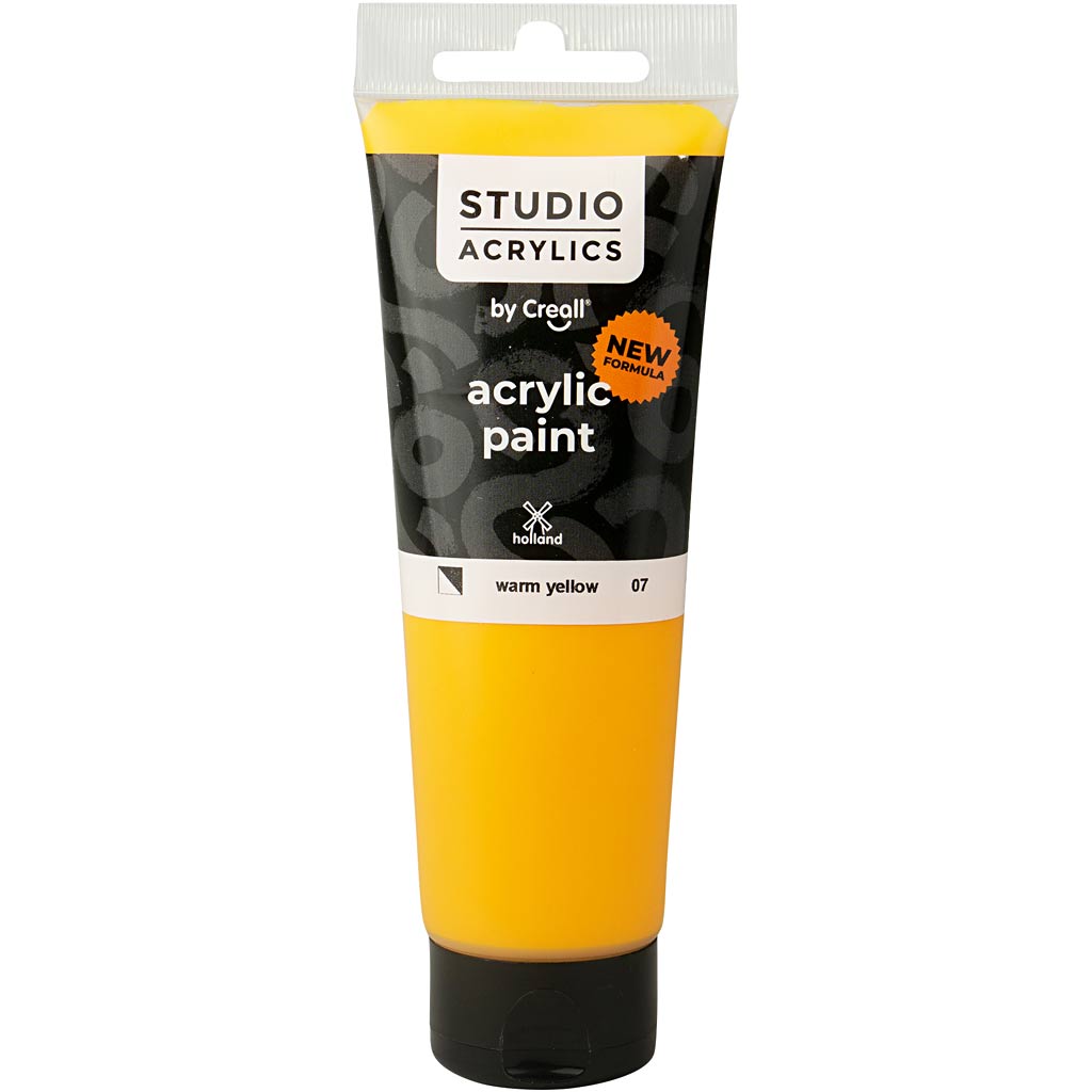 Creall Studio acrylverf, semi-dekkend, warm yellow (07), 120 ml/ 1 fles