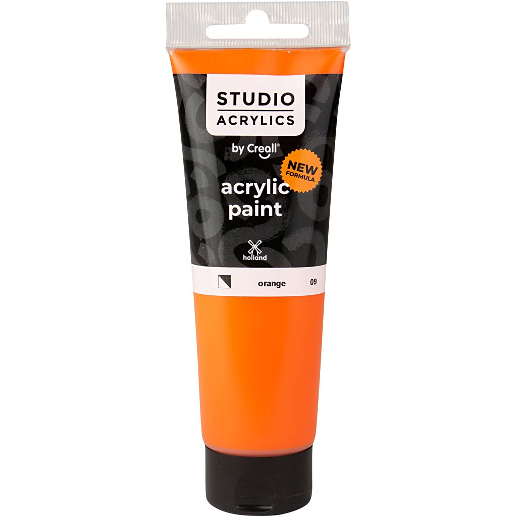 Creall Studio acrylverf, orange (09), semi-dekkend, 120 ml/ 1 fles