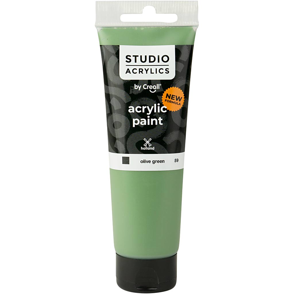 Creall Studio acrylverf, dekkend, olive green (59), 120 ml/ 1 fles