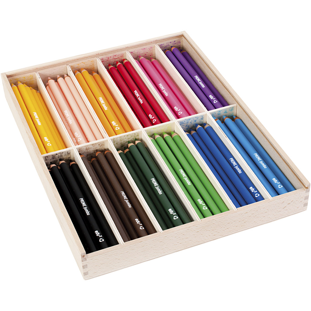 Edu Jumbo kleurpotlood, diverse kleuren, dikte 10 mm, vulling 6,25 mm, 12x12 stuk/ 1 doos