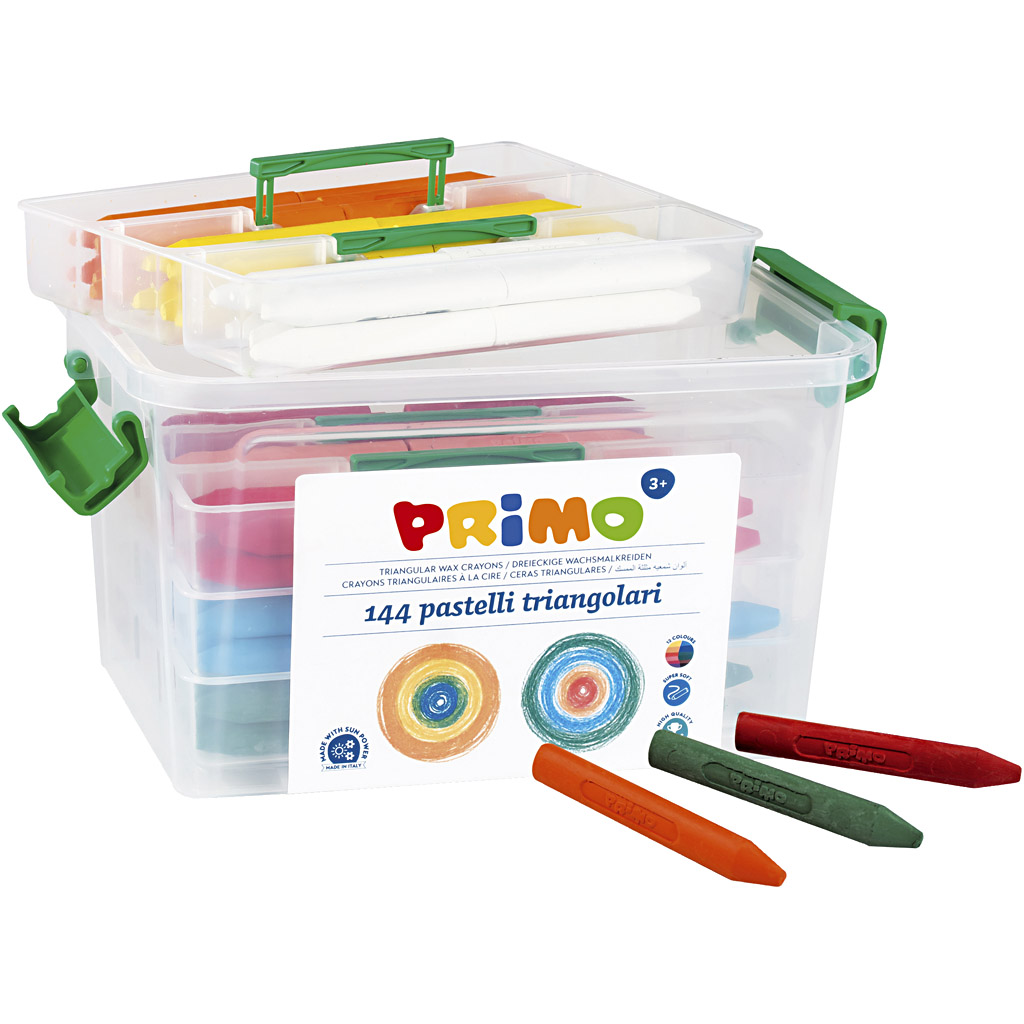 PRIMO wax krijtjes, diverse kleuren, 12x12 stuk/ 1 doos