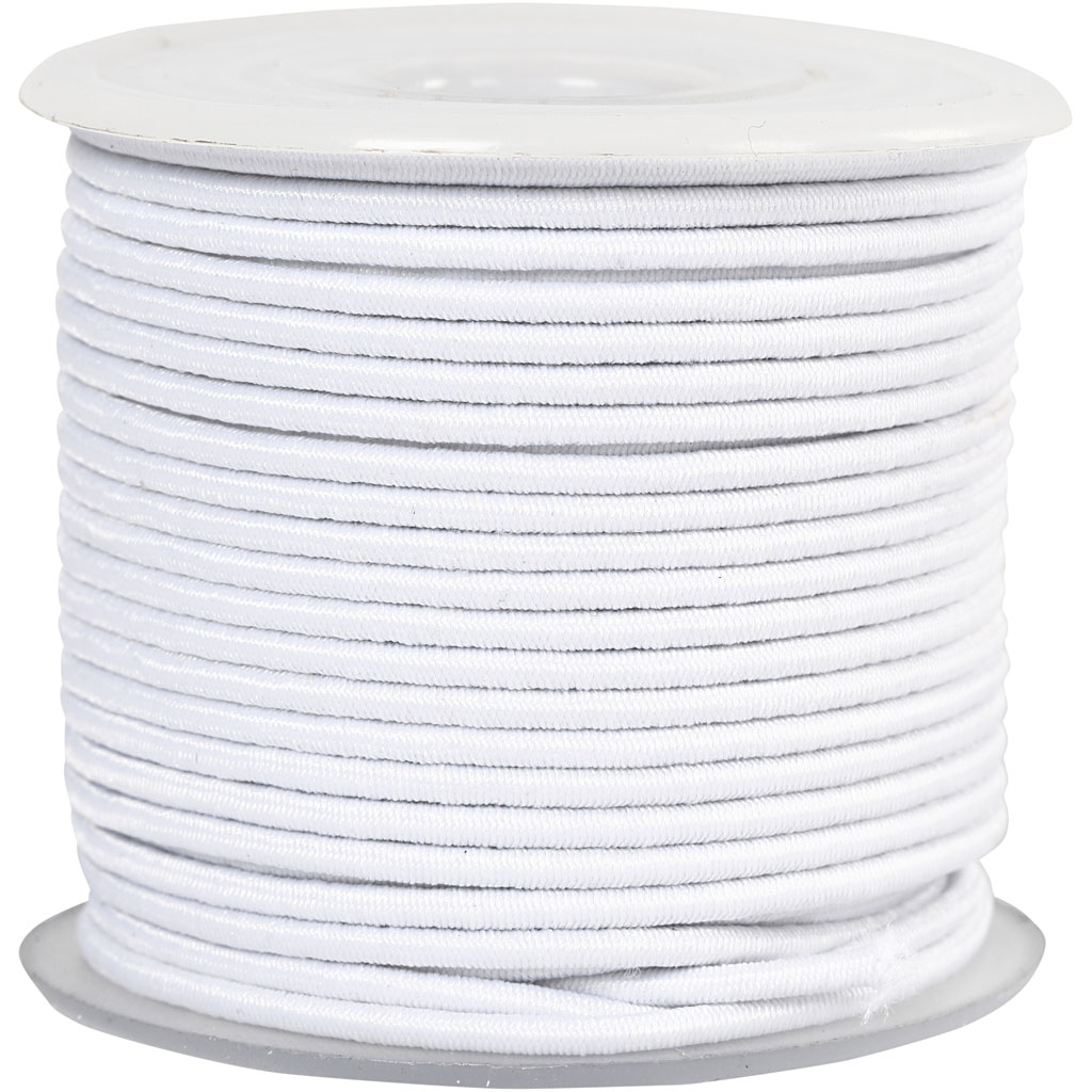 Creotime Elastiek, dikte 2 mm, wit, 25 m