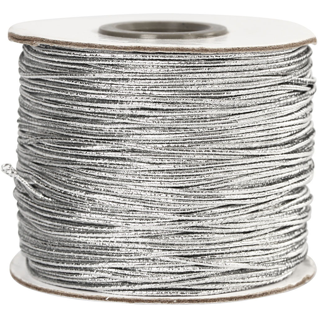 Elastisch koord, dikte 1 mm, zilver, 100 m/ 1 rol