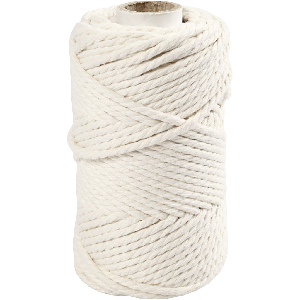 Macramé Koord, L: 55 m, 4 mm, Off-white, 330 gr, 1 Rol
