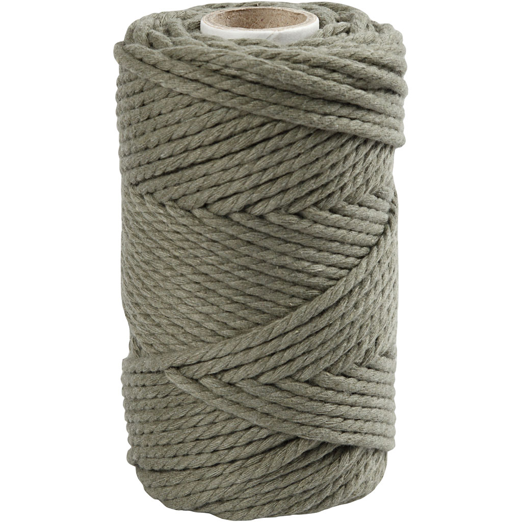 Macramé Koord, L: 55 m, 4 mm, Mosgroen, 330 gr, 1 Rol