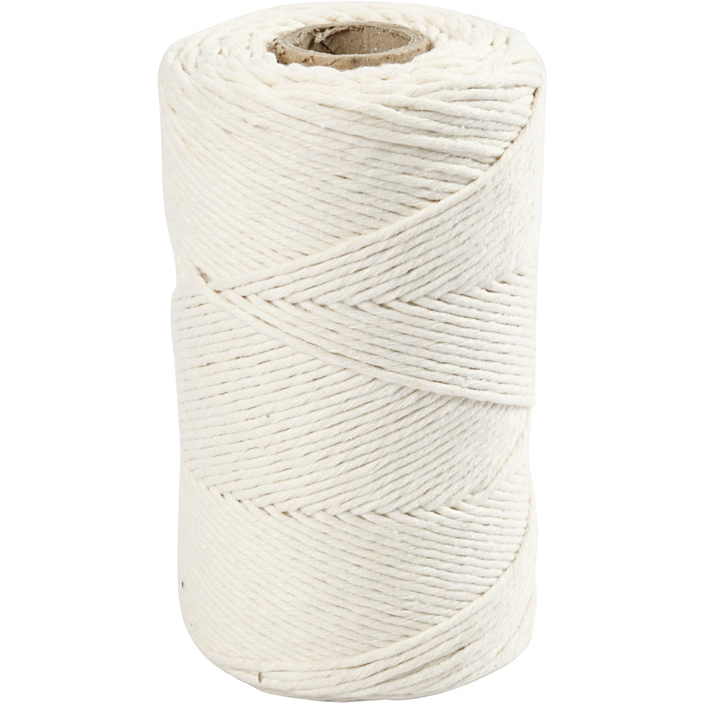 Macramé Koord, L: 198 m, 2 mm, Off-white, 330 gr, 1 Rol