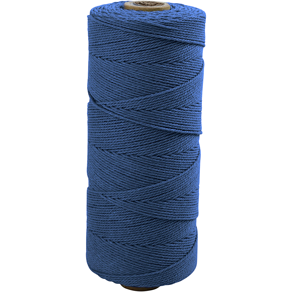 Katoenkoord, L: 315 m, dikte 1 mm, Dunne kwaliteit 12/12, blauw, 220 gr/ 1 bol