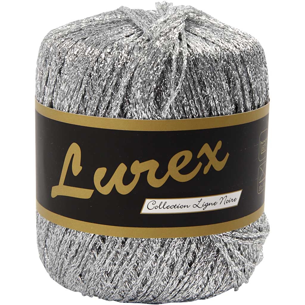 Lurex glitter garen, L: 160 m, zilver, 25 gr/ 1 bol