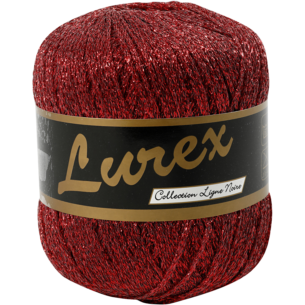 Lurex glitter garen, L: 160 m, rood, 25 gr/ 1 bol
