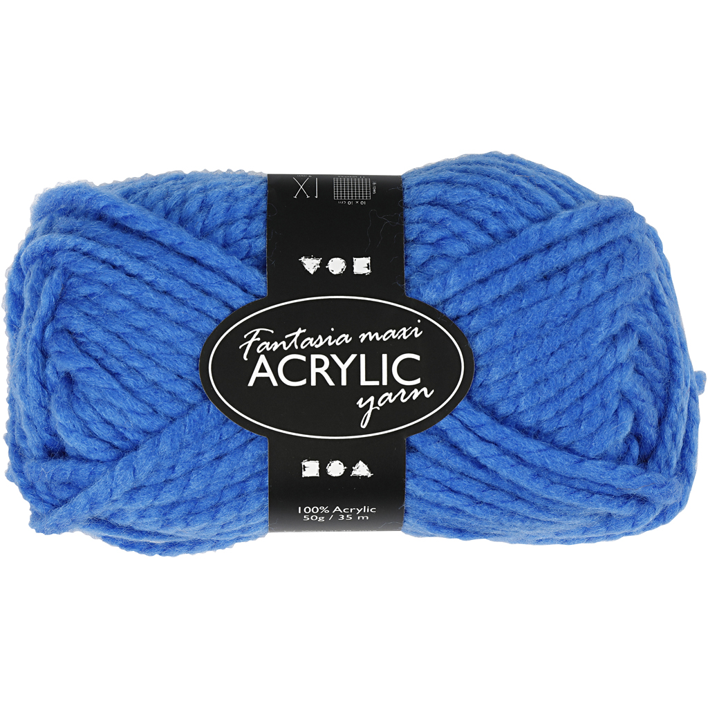 Fantasia acrylgaren, L: 35 m, Maxi, blauw, 50 gr/ 1 bol