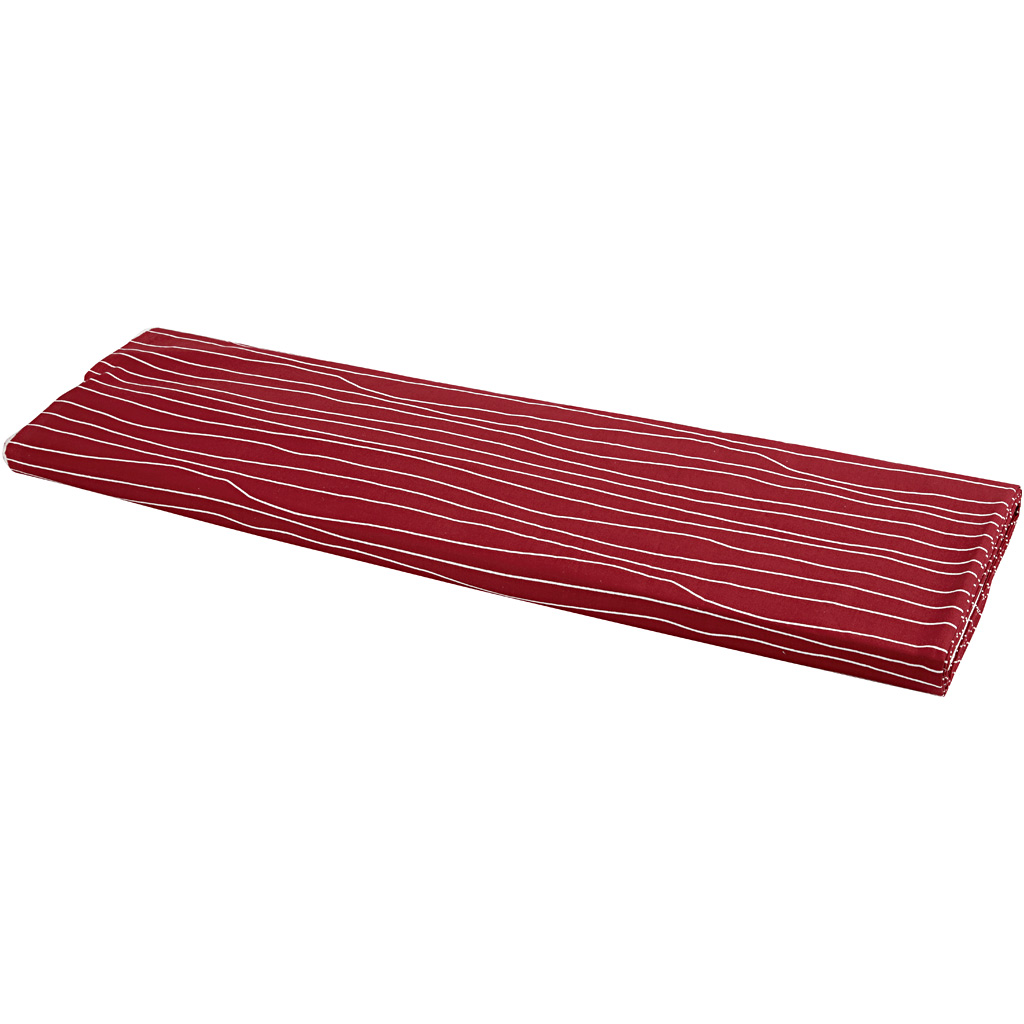 Stof, B: 145 cm, 140 gr, rood/wit, 10 m/ 1 rol