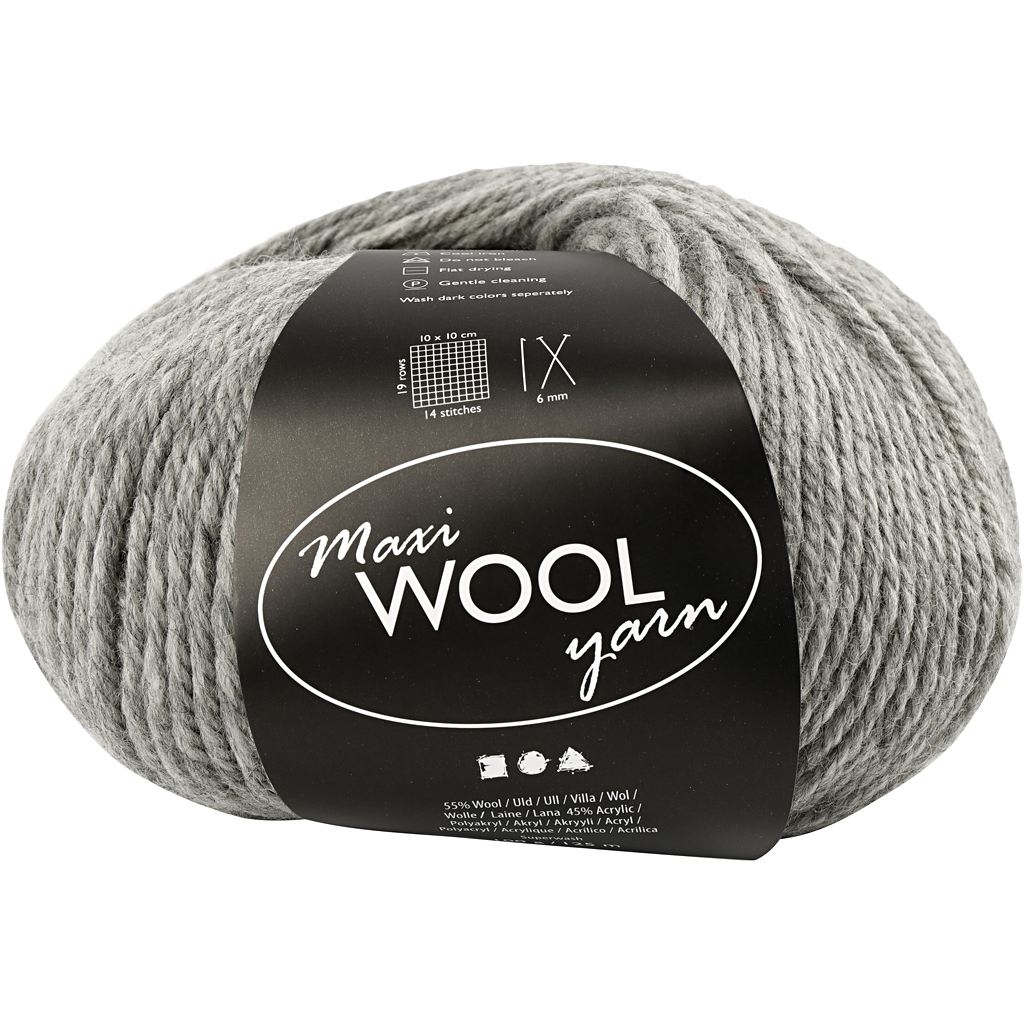 Wolgaren, l: 125 m, grijs mix, maxi, 100gr