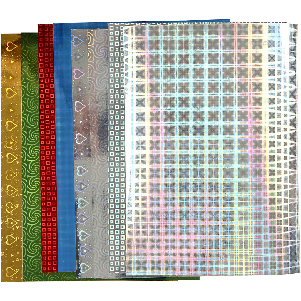 Holografisch papier, A4, 210x297 mm, 120 gr, 8 div vellen/ 1 doos