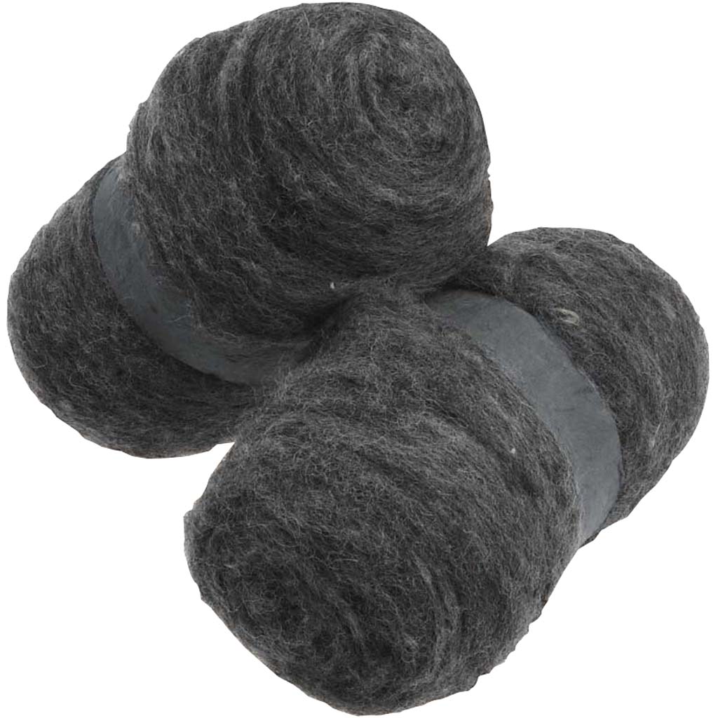 Gekaarde wol, natural grey, 2x100 gr