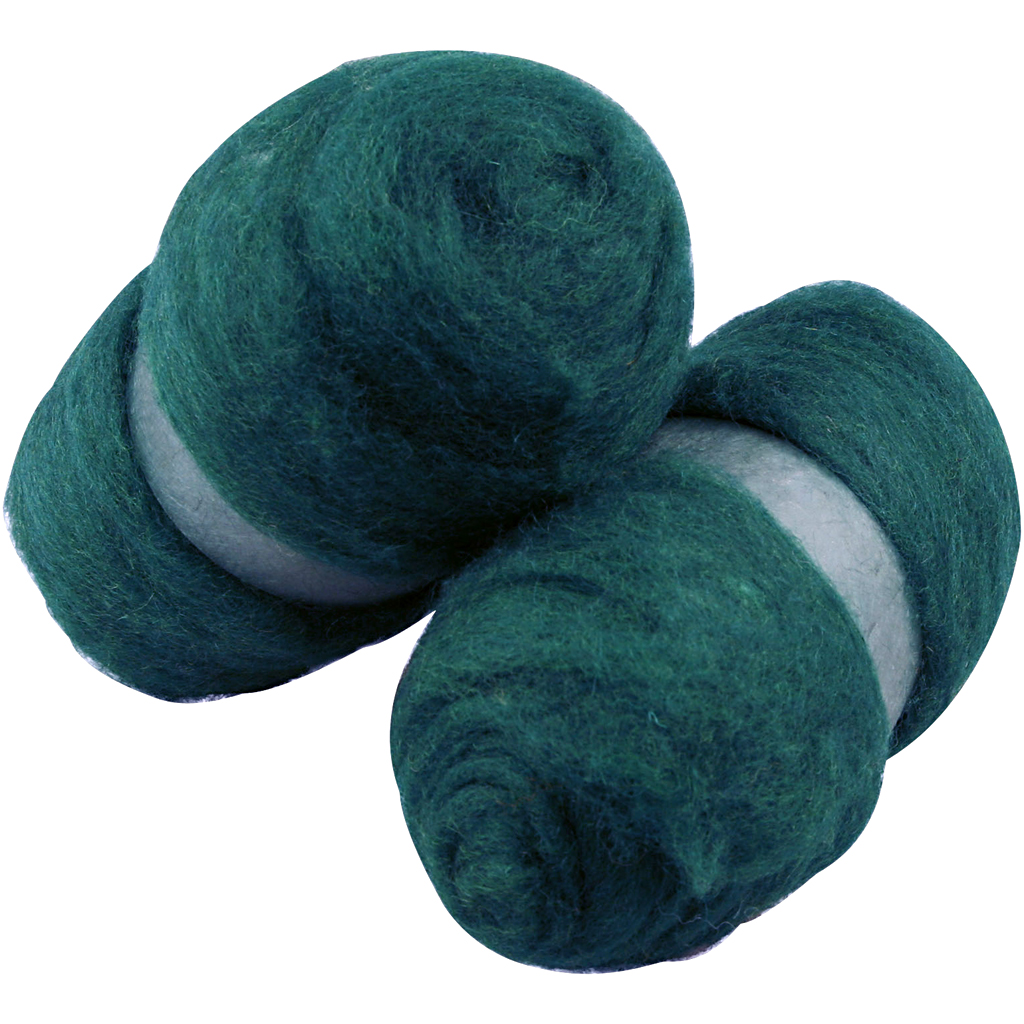 Gekaarde wol, groen, 2x100 gr