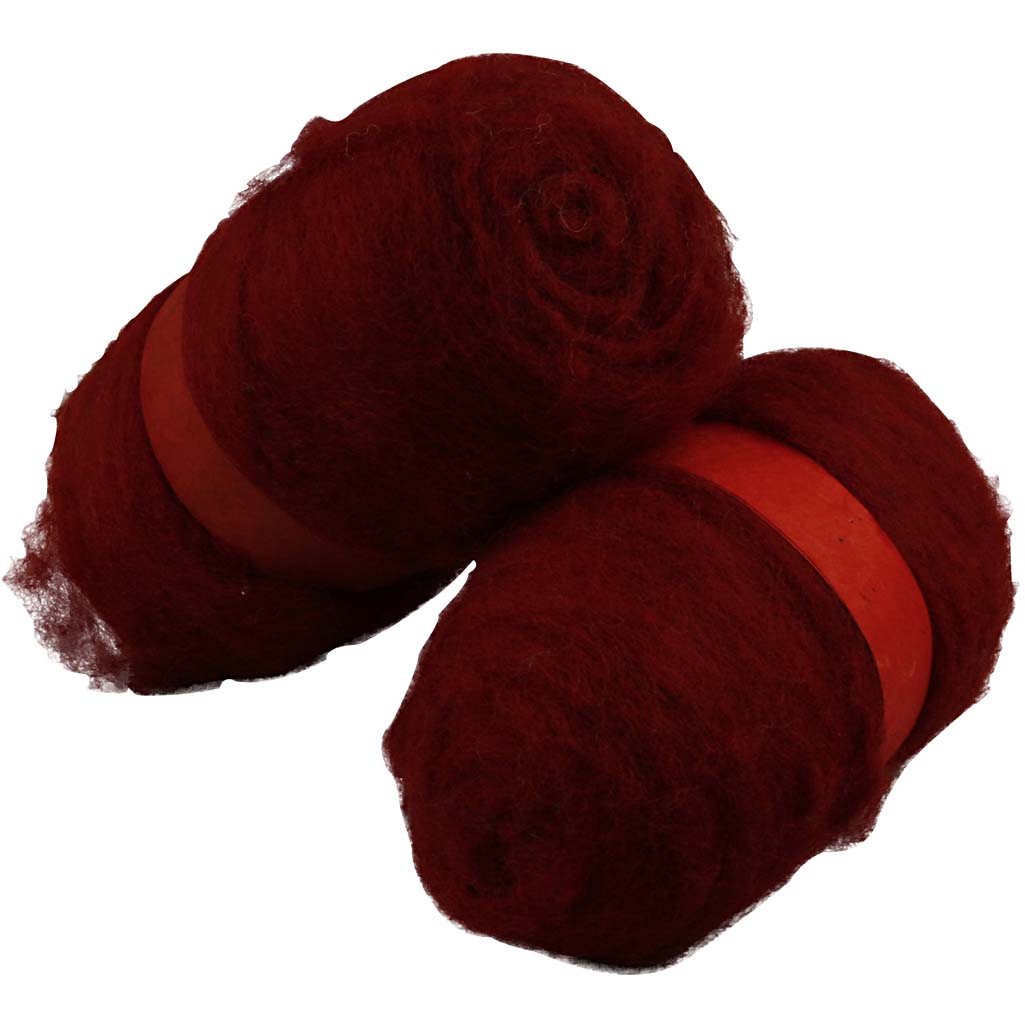 Gekaarde wol, warm red, 2x100 gr