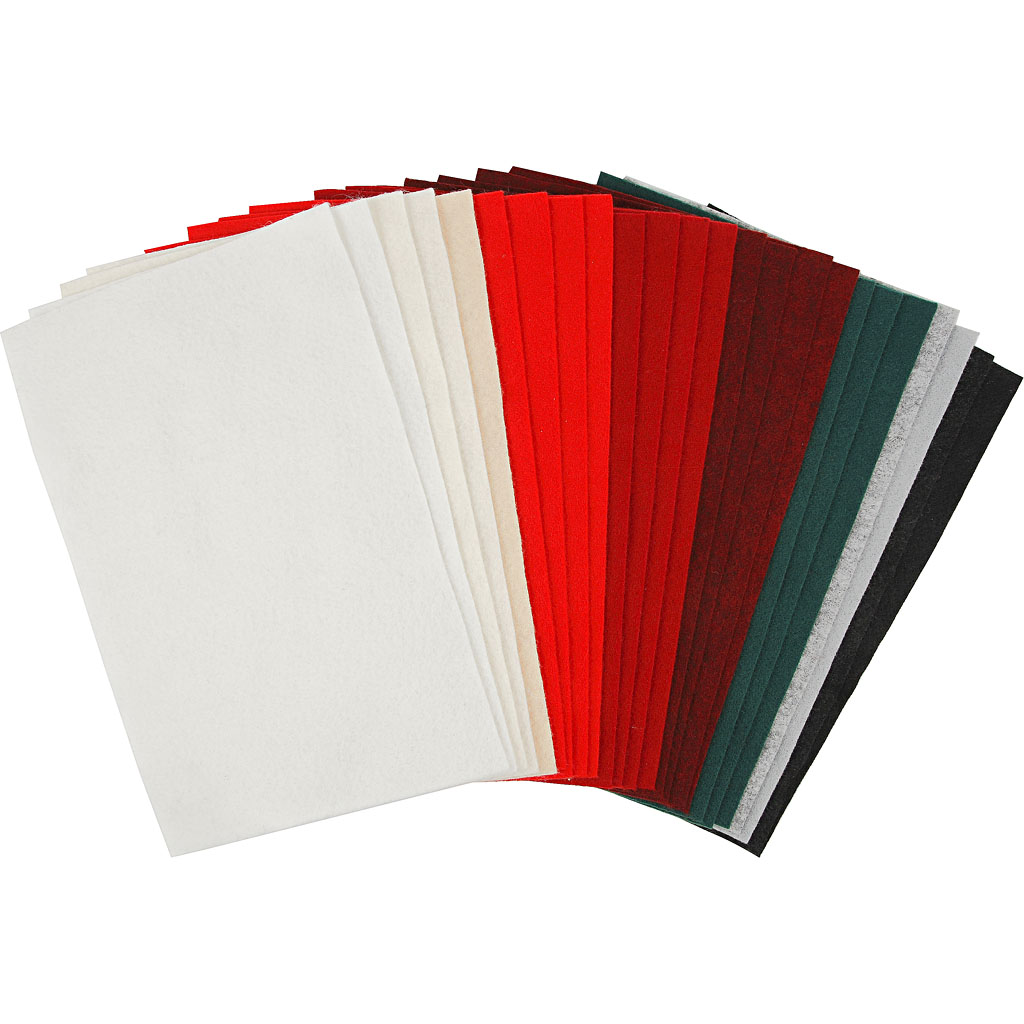 Hobbyvilt, 20x30 cm, dikte 1,5 mm, 180-200 gr, diverse kleuren, 24 div vellen/ 1 doos