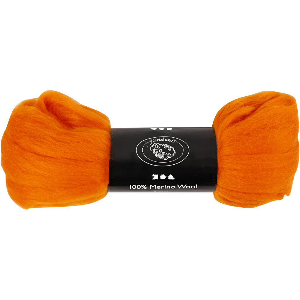 Merino wol, 21 micron, oranje, Zuid-Afrika, 100 gr