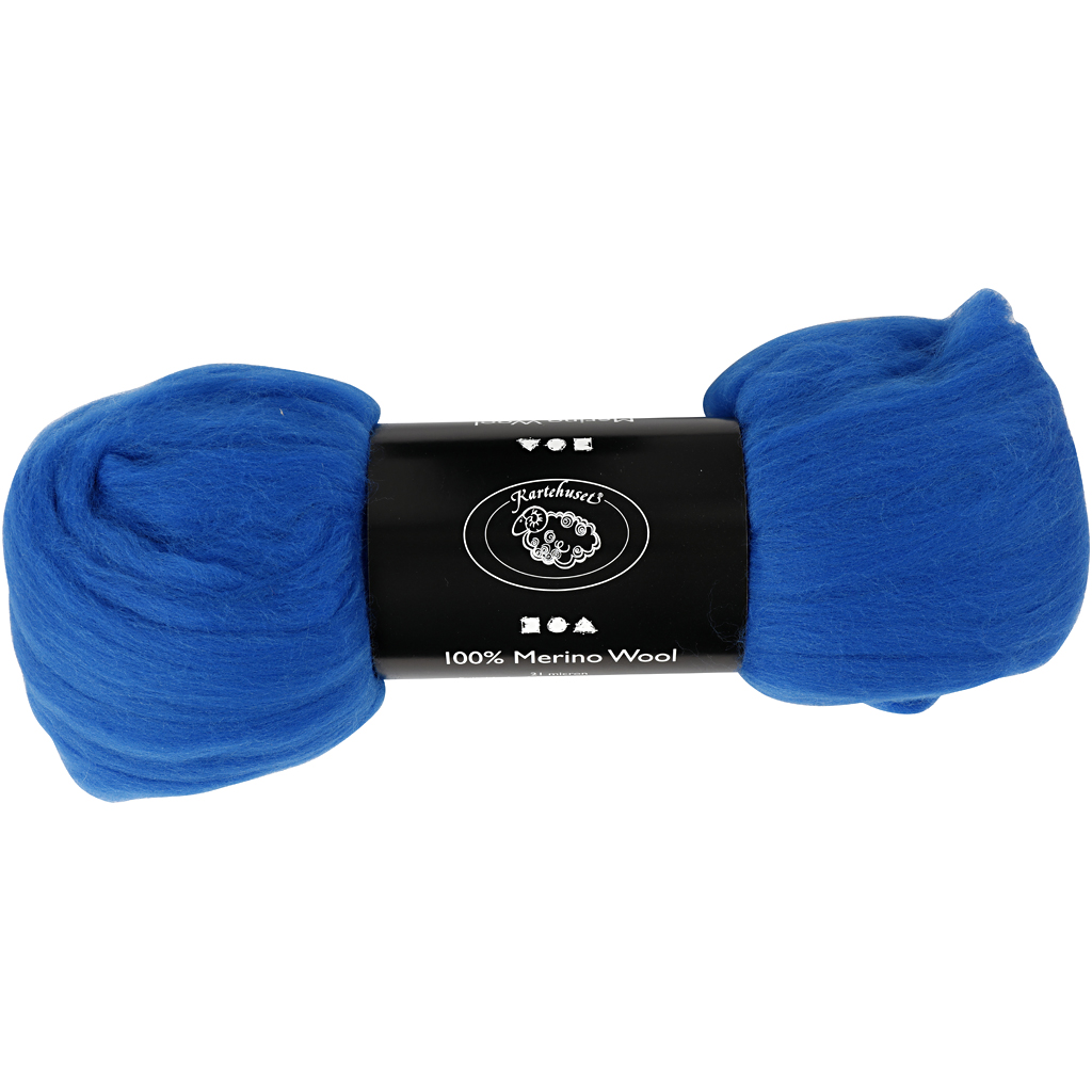Merino wol, 21 micron, cobalt blue, 100 gr