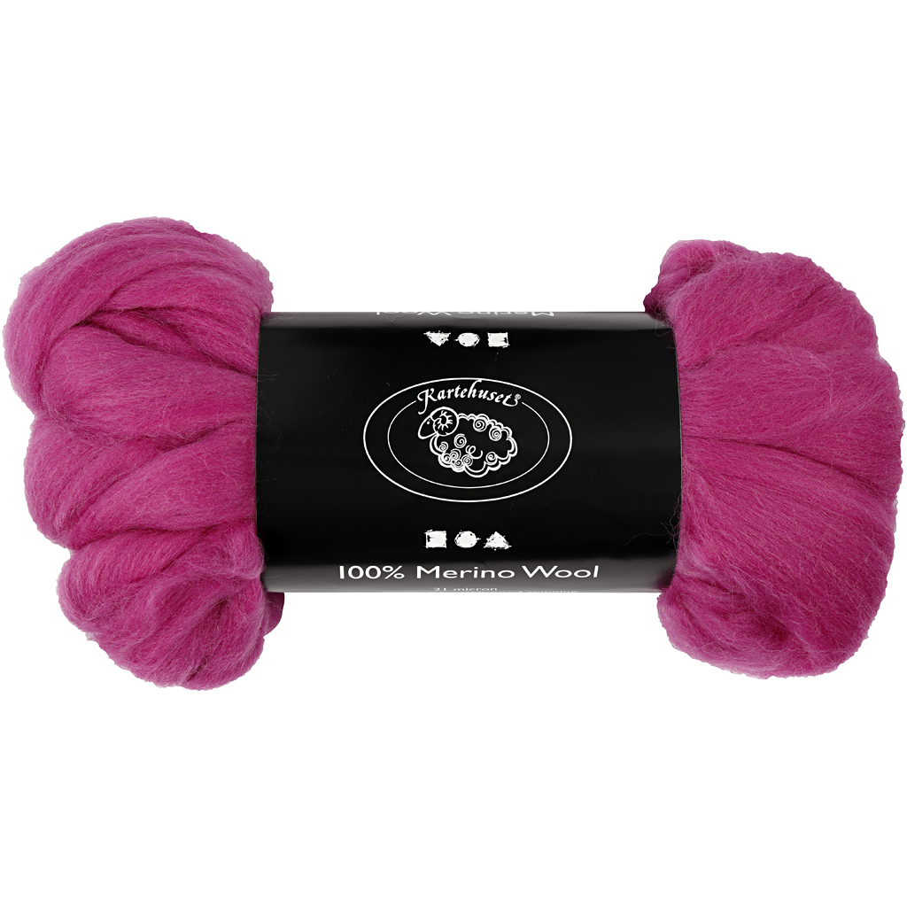 Merino wol, 21 micron, violet-red, 100 gr