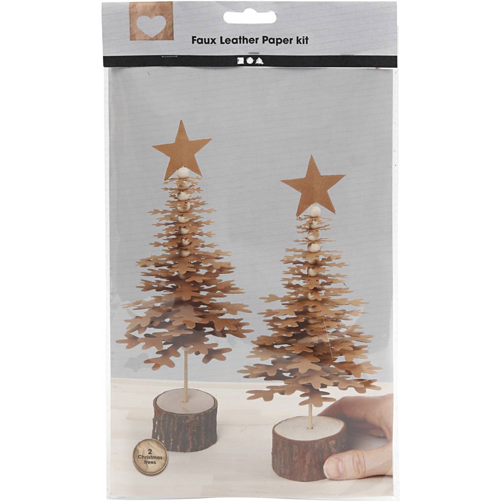 12: Juletræer Af Læderpapir - Tykkelse 0,55 Mm - Natur