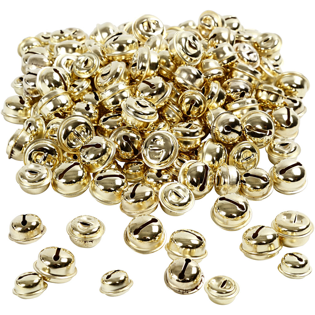 Belletjes, d 13+15+17 mm, goud, 220 div/ 1 doos