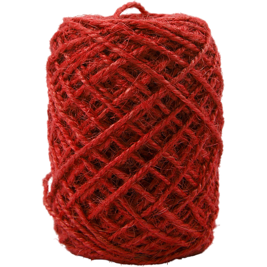 Natuurlijk hennep, dikte 1-2 mm, rood, 150 m/ 1 rol