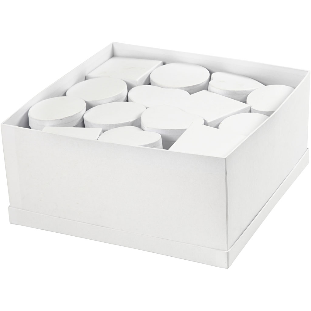 Dozen in displaybox, H: 5 cm, d 10-12 cm, wit, 27 stuk/ 1 doos