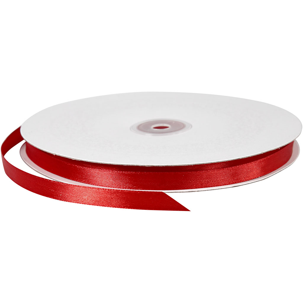 Satijnlint, B: 10 mm, rood, 100 m/ 1 rol