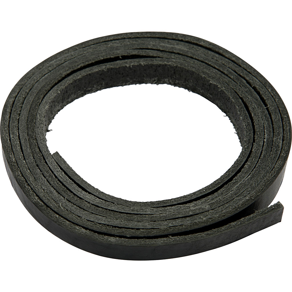 Leerband, B: 10 mm, dikte 3 mm, zwart, 2 m/ 1 doos